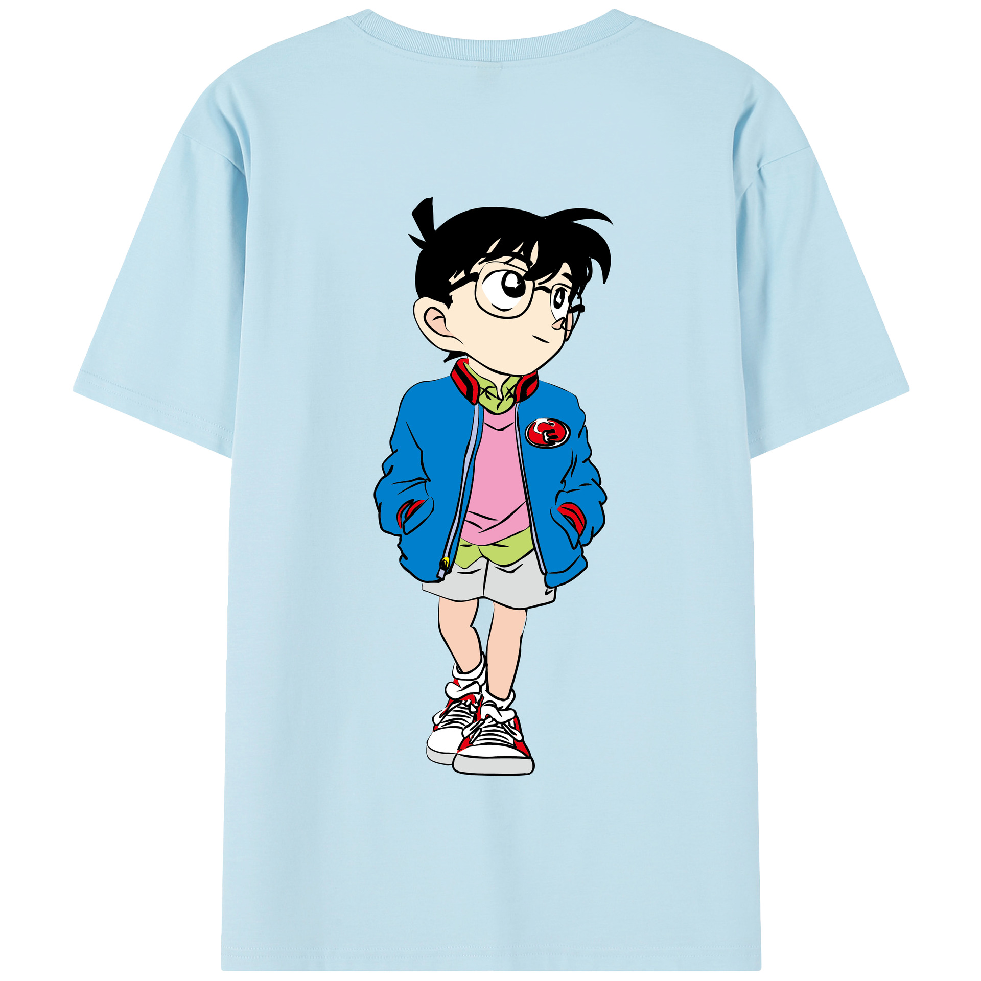 （画像用） 名探偵コナン 江戸川 コナン Detective Conan Conan Edogawa 綿100％半袖Tシャツ（背面プリント）